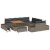 Ensemble de canapé de jardin 13 pièces avec coussins en poly rattan gris, Canapé de jardin 2 places avec rangement 3364788