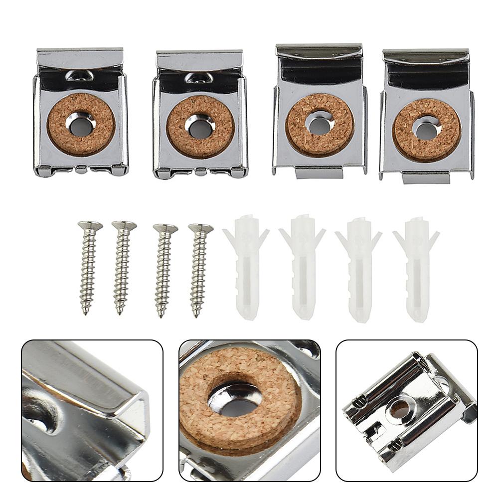 Heat-resisted Bathroom Glass Spring Loaded Clips Ridged Clips 32mm*24mm*5mm 4-6mm Range 4pcs Adjustable Heavy-duty