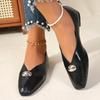 Women Flats French Style Shoes One Step Shallow Square Toe Loafers Shoes Versatile Comfortable Summer Sneakers Women Plus Size