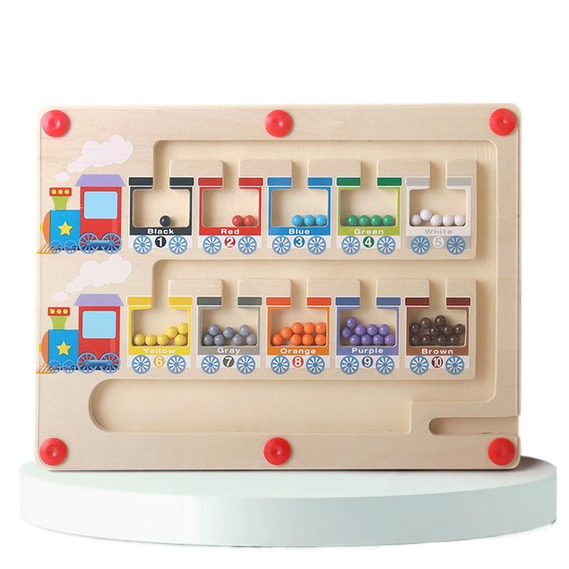 Children Montessori Toy Magnetic Pen Moving Ball Game Color Sorting Counting Board Fine Motor Training Sensory Educational Toys