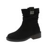 Fleece retro pleated suede Martin boots 2024 autumn and winter new small pile boots small short boots women