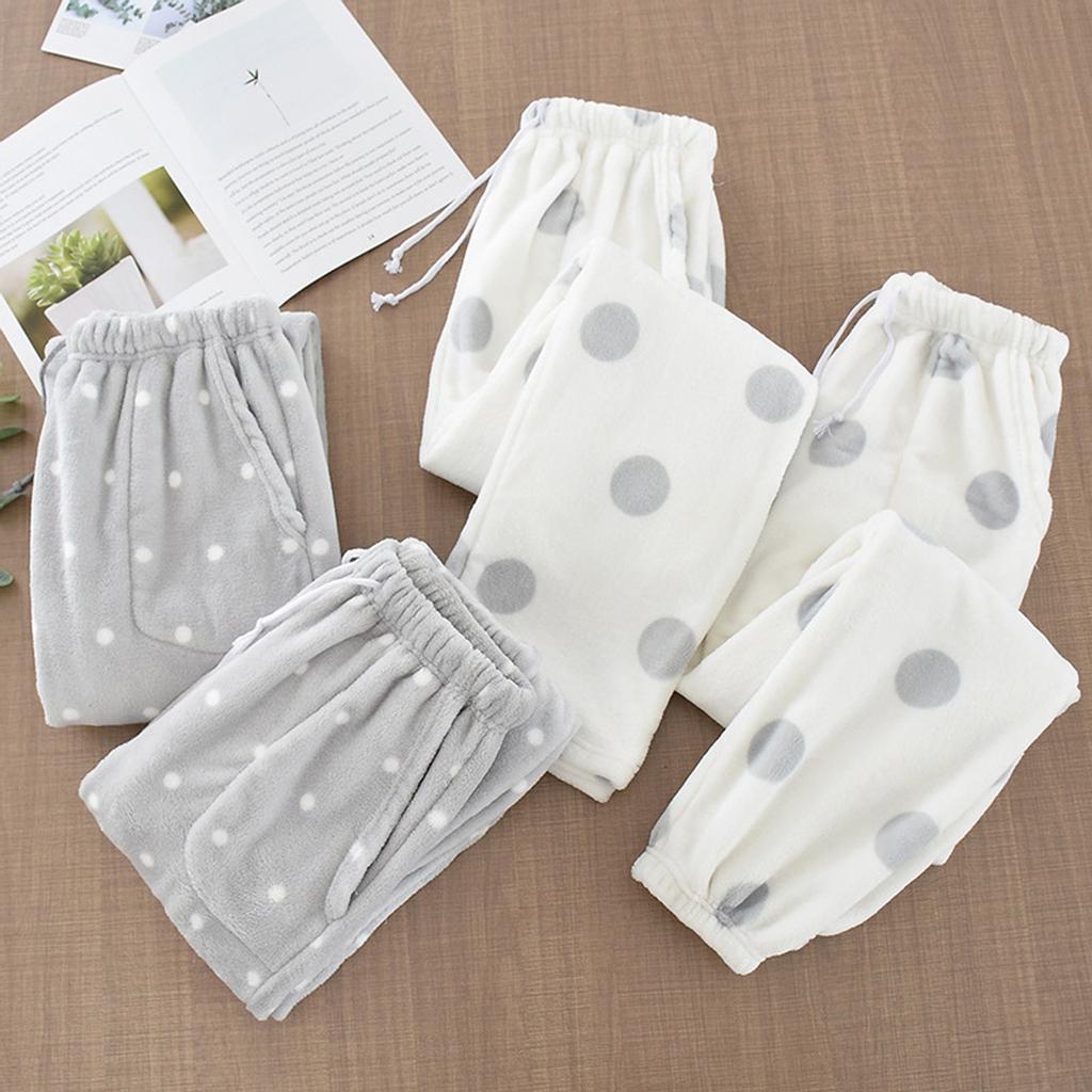 Women's Thermal Fleece Pockets Pajama  Warm Casual Trousers Home Pants