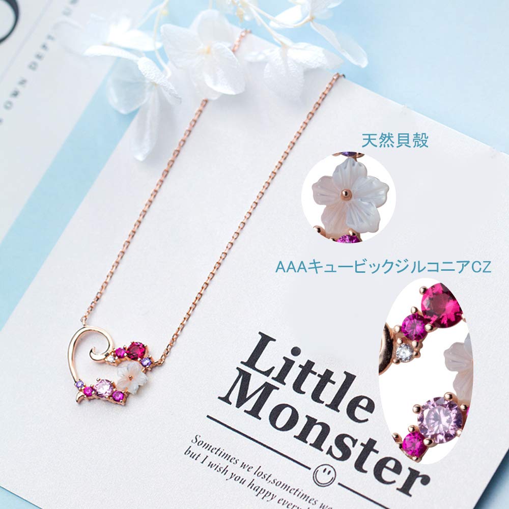 Cherry Blossom Love Heart Přívěsek Jewelry Pink 925 5A Přírodní hypoalergenní dárek k narozeninám [Z.Angie] náhrdelník, dámský náhrdelník, doplněk, zlato,