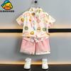 Adorable Cartoon Yellow Duck Boys Summer Outfit Set Stylish Cotton Two Piece