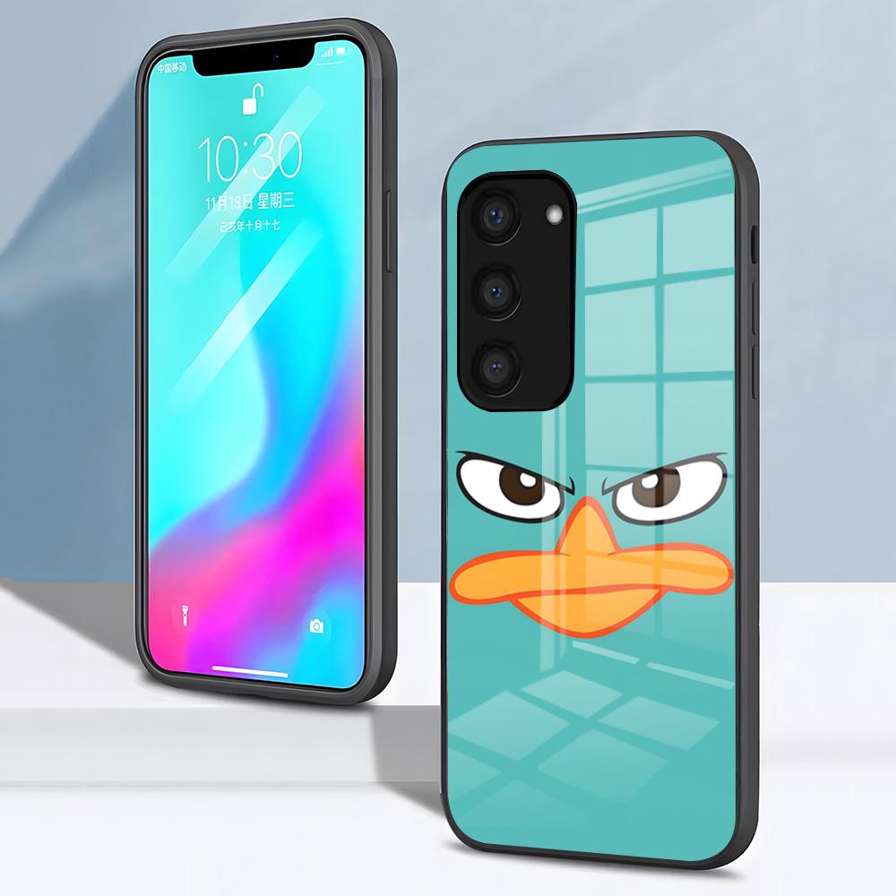 P-Perry The P-Platypus Phone Case For Samsung S26 S25 S24 FE S23 S22 S21 Plus S20 Ultra Note20Ultra Black Glass Cover