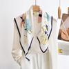 100% Silk Crepe Square Scarf Women Fashion Office Decorative Lace Neckerchief