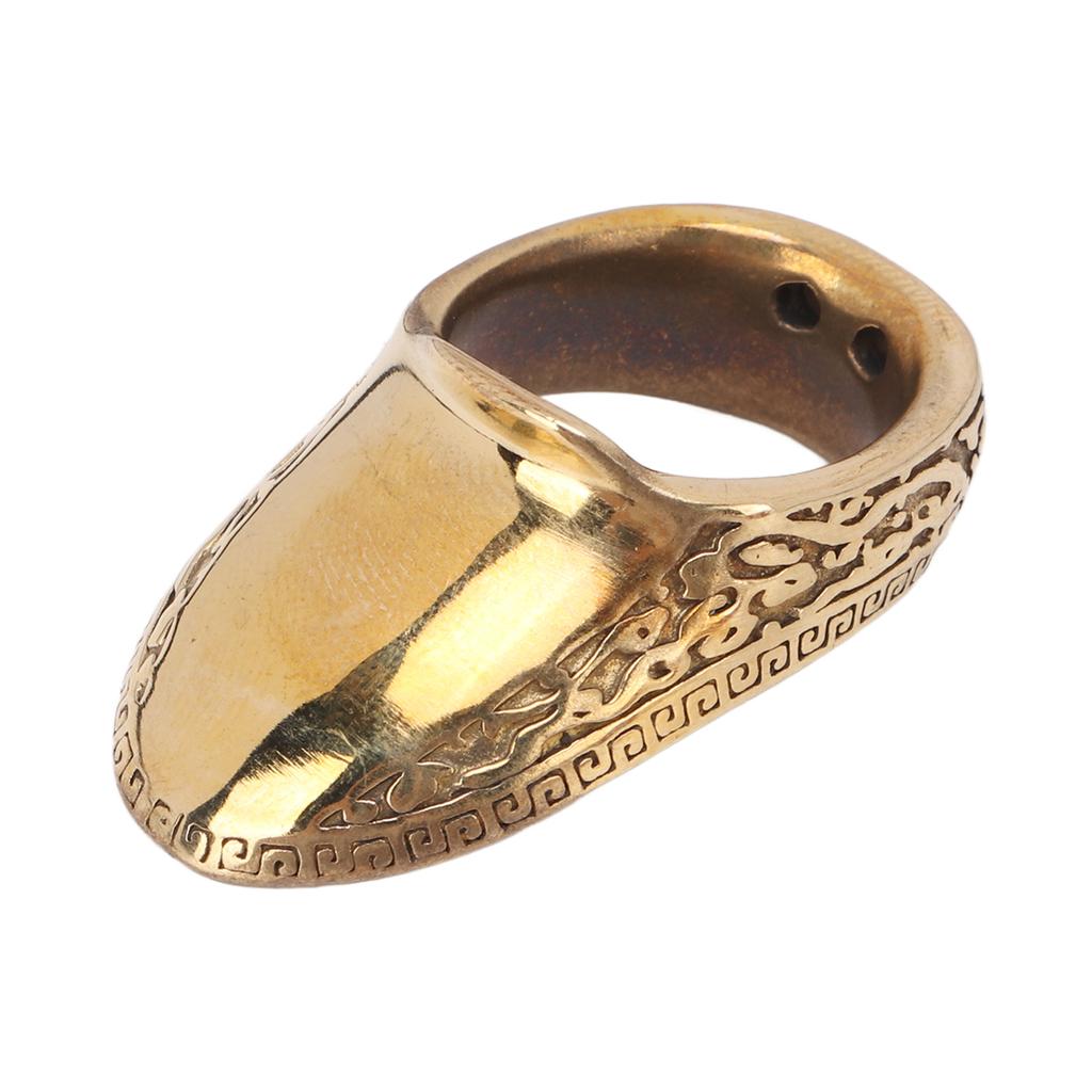 Bågskytte Tumringar Bra Skydd Graveringsmönster Mässing Fingerskydd med Anti-Tappsnöre för Utomhusjakt