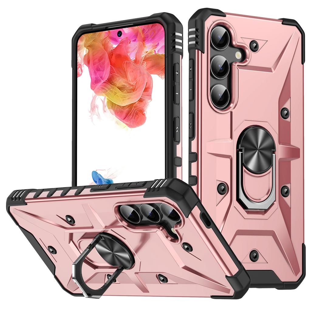 For Samsung Galaxy S25 Case PC+ TPU Anti-Drop Phone Cover with Ring Kickstand