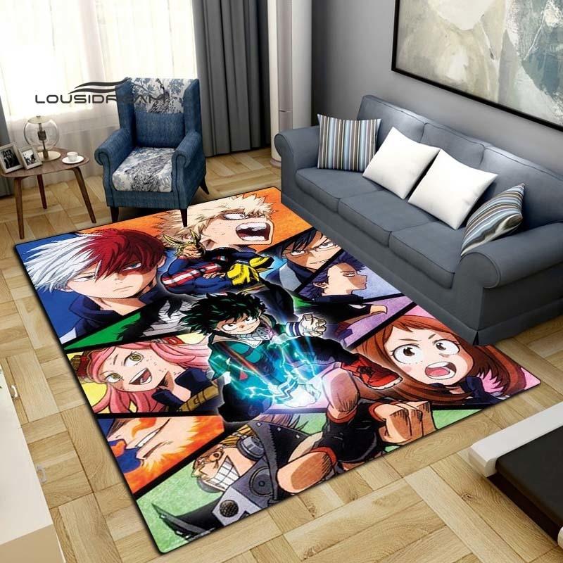 Meu herói academia tapetes moda 3d impressão anime sala de estar quarto grande área tapete macio casa quarto das crianças bonito tapete