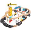 Wooden Train Toy Set with Tower Crane for Kids - Educational Assembly Playset