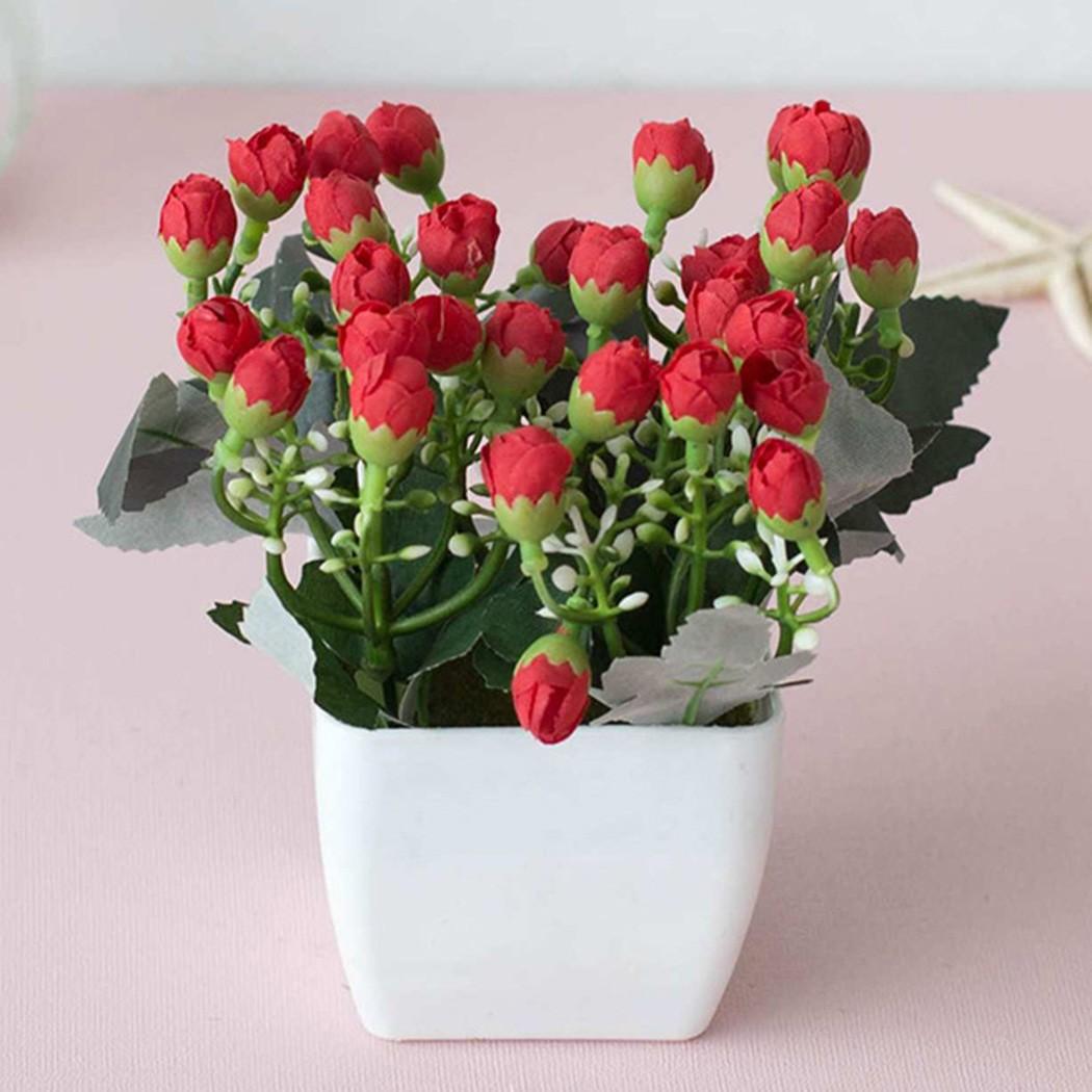 

Красочная композиция из искусственных цветов в горшке для декора гостиной красный