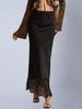 Gonna in Raso da Donna con Patchwork di Pizzo - Sensazione di Alta Classe, Elegante per Primavera e Autunno