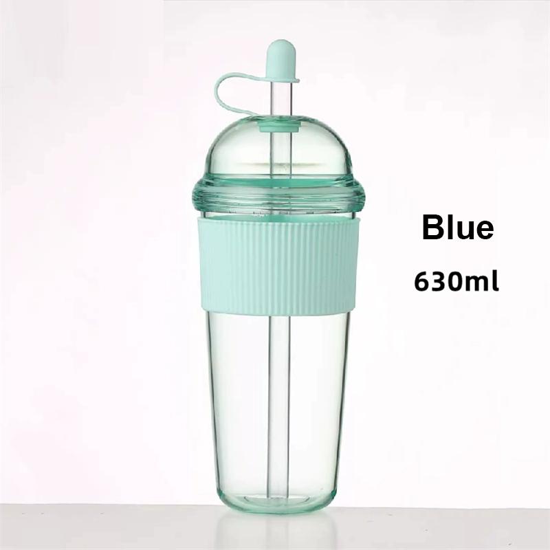 630ML Reusable Boba Straw Cups with Lids Portable Large Capacity Coffee Milk Tea Water Cups For Iced Coffee Juice Cold Beverage