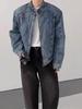 Jaqueta Jeans Unissex Retro Desgastada com Relevo 3D - Estilo High Street Tendência, Corte Amplo