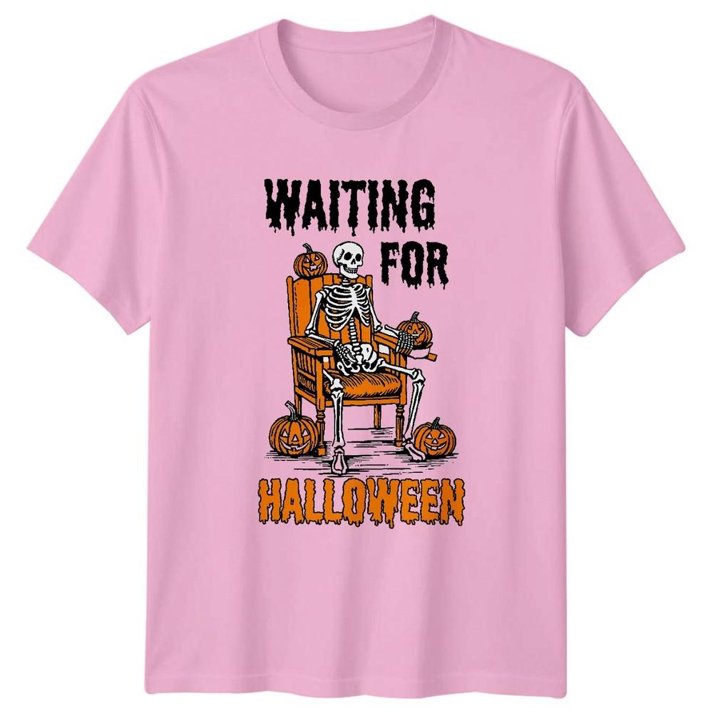 Waiting For Halloween Skeleton Halloween Holidays Unisexs TShirt Unisexs Graphic