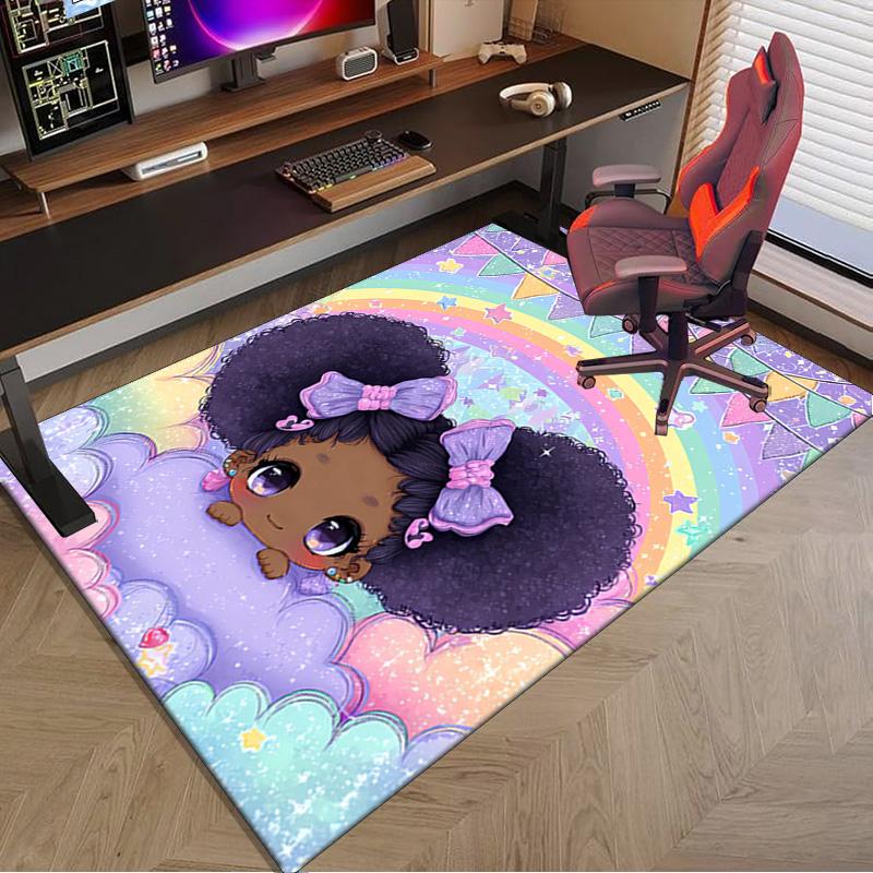 Black Princess Magic Celebration Carpet, Chair Rug,Rug for Office Bedroom living rooms, Doormat decor Fan Gift Christmas Gift