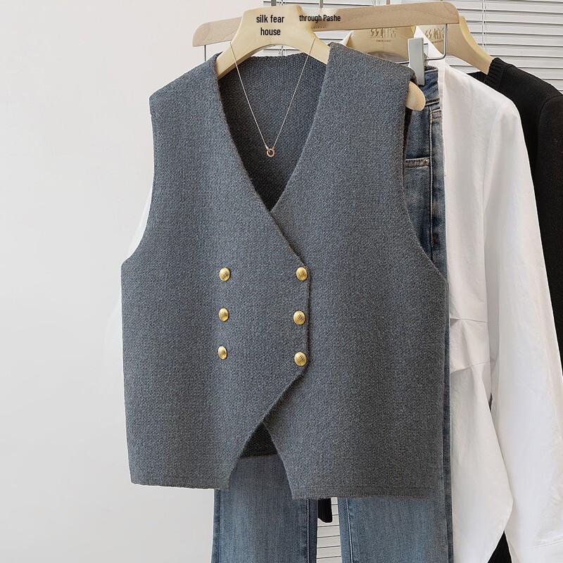 

Sibaishe Women s V-Neck Knit Layered Vest S