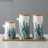 marble Ceramic Gravy Olive Oil Pot set Soy Sauce Vinegar Seasoning Can Oil Bottle Kitchen Cooking Tools Storage Bottles set