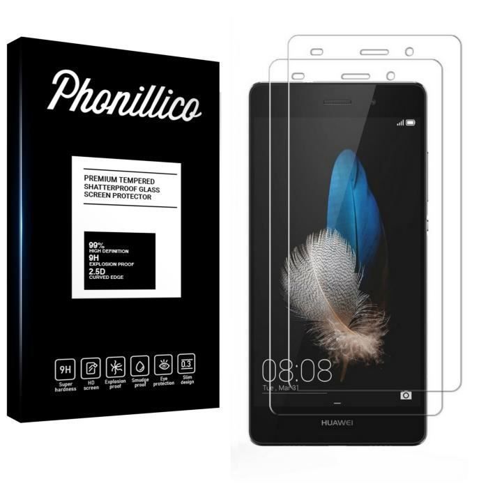 Film Vitre Protection Ecran - Phonillico® - Huawei P8 LITE - Pack de 2 - Verre Trempé - Résistant aux rayures