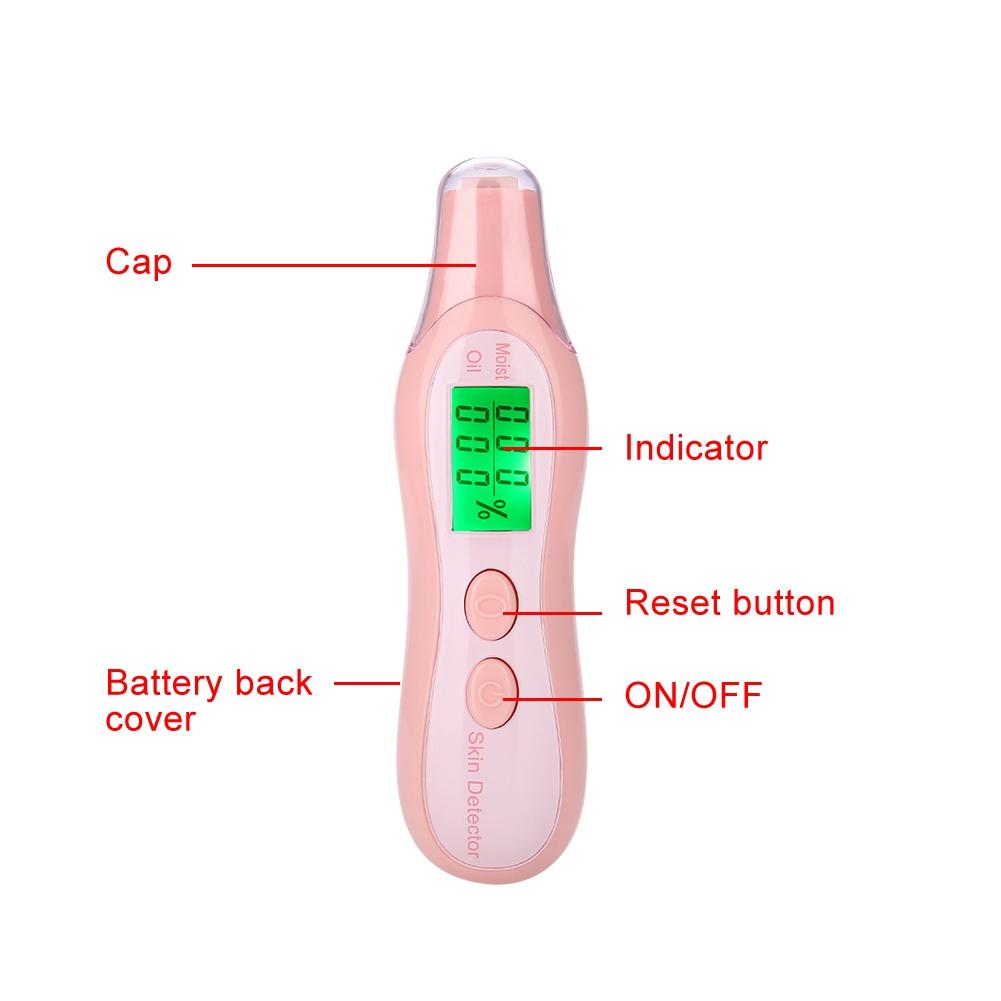 Digital LCD Display Precision Skin Sensor Tester Facial Moisture Water Oil Analyzer Pink