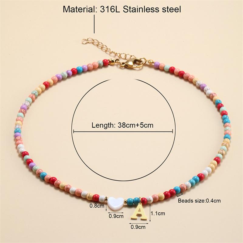 2026 New Colorful Beaded Initial Letter Necklaces for Girls Women Handmade Beads Choker Bohemian Necklace Jewelry Gift Wholesale