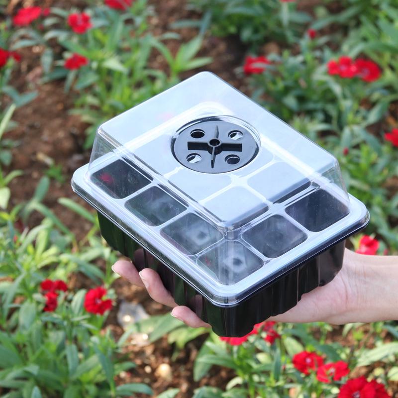 Seed Starter Tray Box Nursery Pot Seedling Germination Planter Adjustable Ventilation Humidity 12 Cell