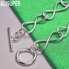 925 Sterling Silver Inverted 8 Side Chain Simple Bracelet Gift Jewelry
