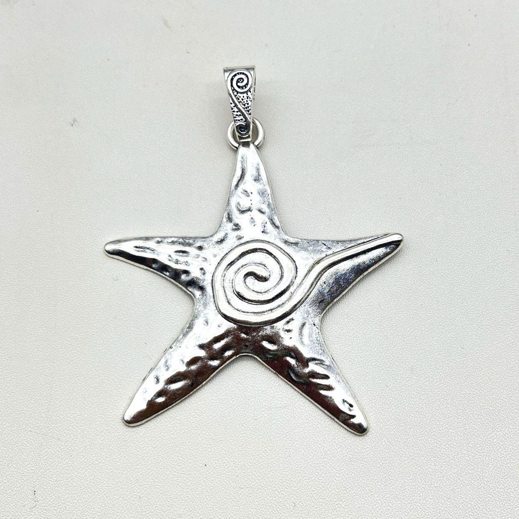 Antique Silver Starfish and Five-Pointed Star Pendant Charms for DIY Necklace Jewelry