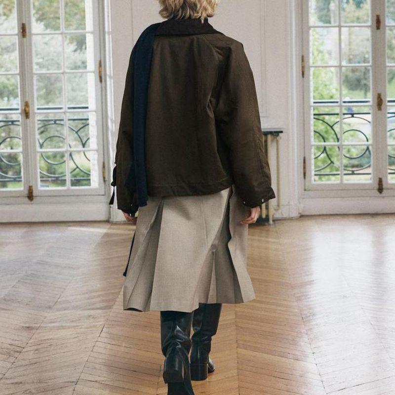 Fall and Winter New Women's Fashion Style Lapel Long Sleeves Corduroy Neckline Waxing Leather Jacket Coat 4369241