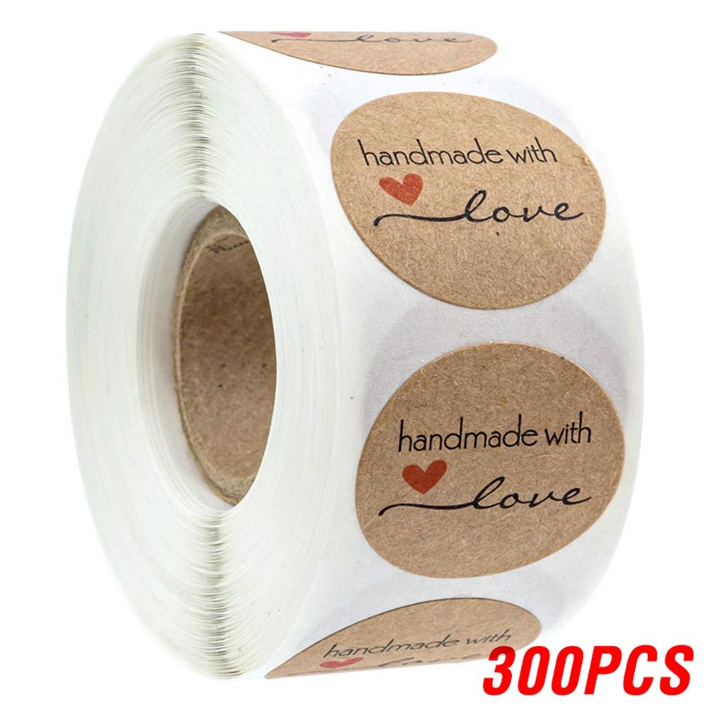 100-500Pcs Vintage Kraft Paper Stickers Scrapbook Gift Stationery Label Stickers Handmade With Love Thank You For The Stickers