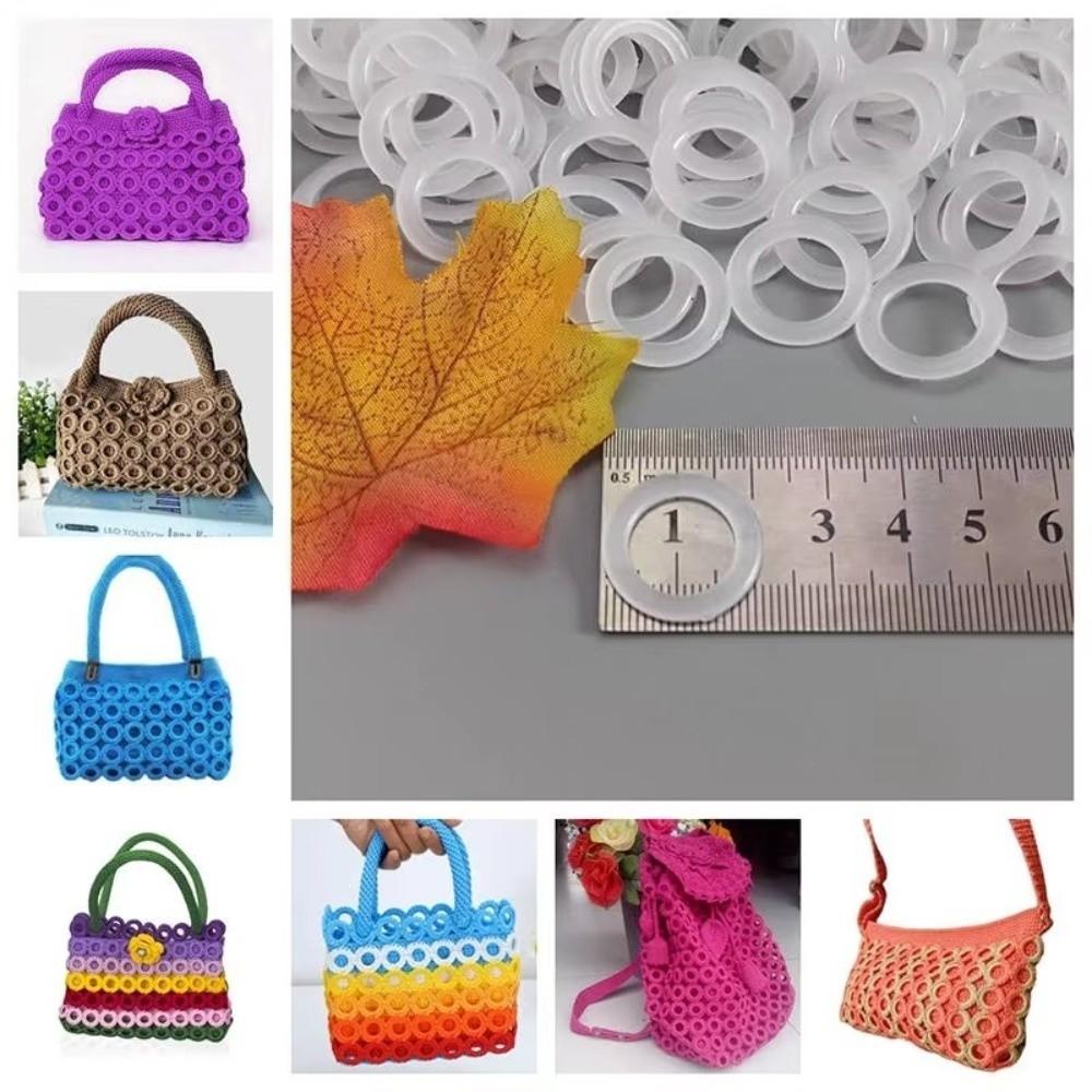 Handmade Crafts Plastic Crochet Loop Rings Clear Semitransparent Rubber Crochet Knitted Ring 2cm Round O-Ring Crafting Supplies