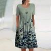 Women's Casual Summer Loose Round Neck Short Sleeve Pullover Dress Fashion Print