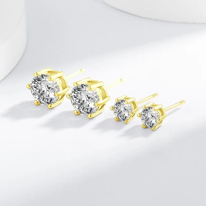 5-9MM Moissanite Earring 925 Silver Plated with White Gold Stud Earrings For Women Jewelry