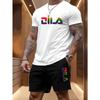 Herren Sommer Strand Sportanzug Lässig Outdoor Basketball Sport Bequem Zweiteiliges Set mit Modischem Lockerem T-Shirt und Shorts