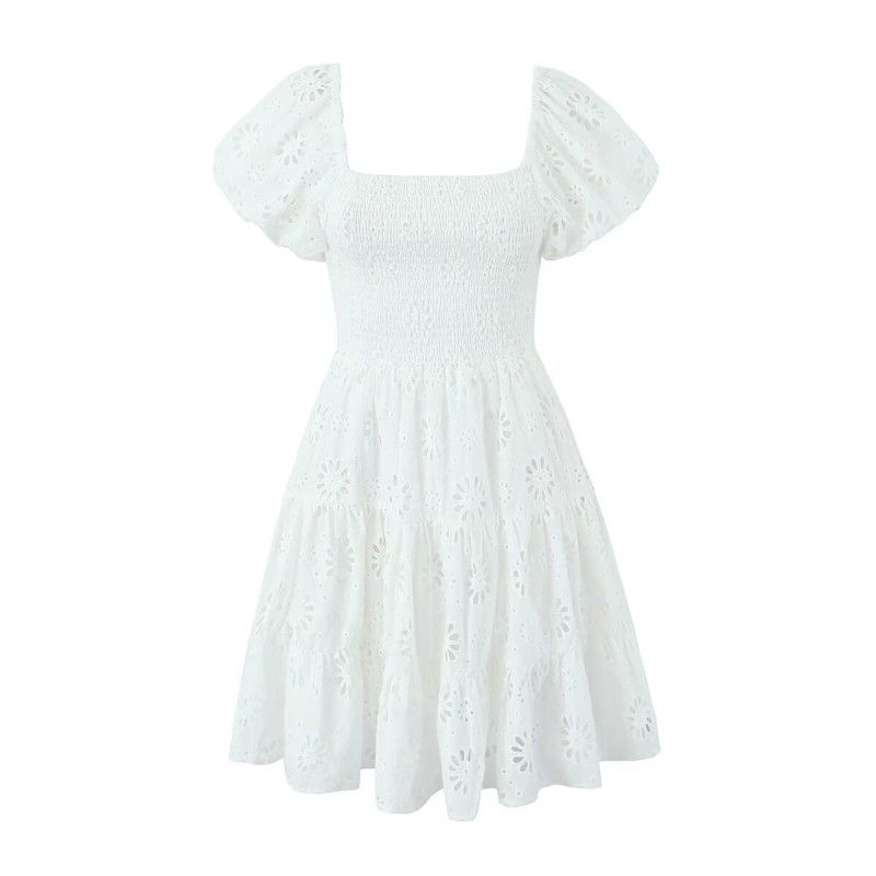 

Atmosphere French Fairy Embroidered Elastic Slim White Dress Embroider White Dress L