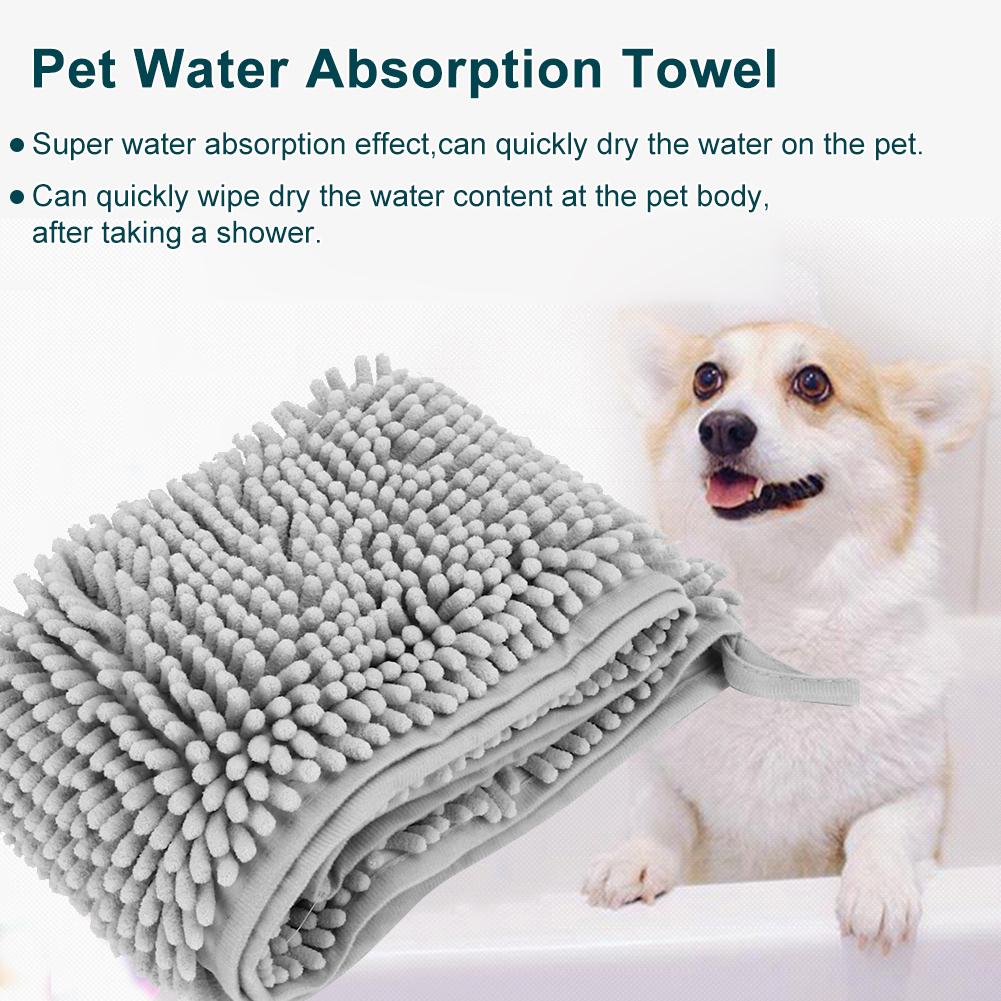 Fiber Pet Shower Strong Water Absorption Drying Hood Bath Towel Grooming Accessory for CatsL Gray