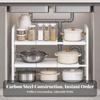 Carbon Steel Under-Sink Storage Rack Space-Saving Expandable Under Sink