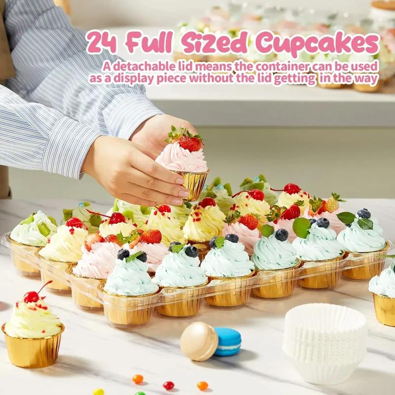 Clear Plastic Cupcake Boxes, Dome Muffin Cake Containers Individual Dessert Packaging Box For Bakery Birthday Party Takeaway