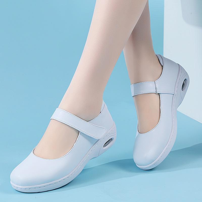 

Nurse Shoes Women s Soft-soled Anti-slip Breathable Versatile Flat Shoes with Velcro 34 білий