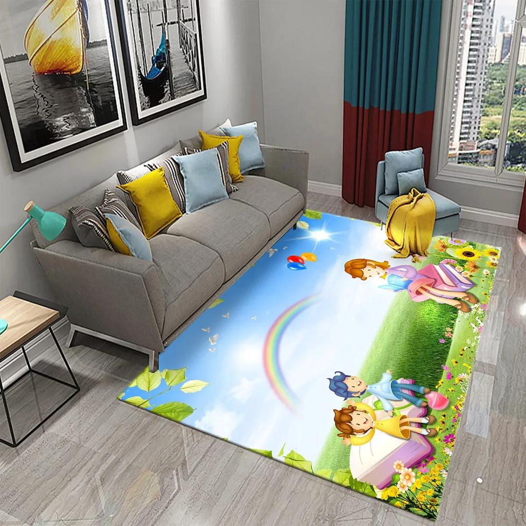 3D Roztomilý Kreslený Dívčí Koberec do Kuchyně Koupelny Vchod Protiskluzové Předložky Ložnice Obývací Pokoj Balkon Dekorace Koberce Koberce