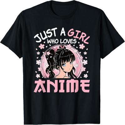 Just A Girl Who Loves Anime Cute Japanese Anime Otaku Manga T-Shirt