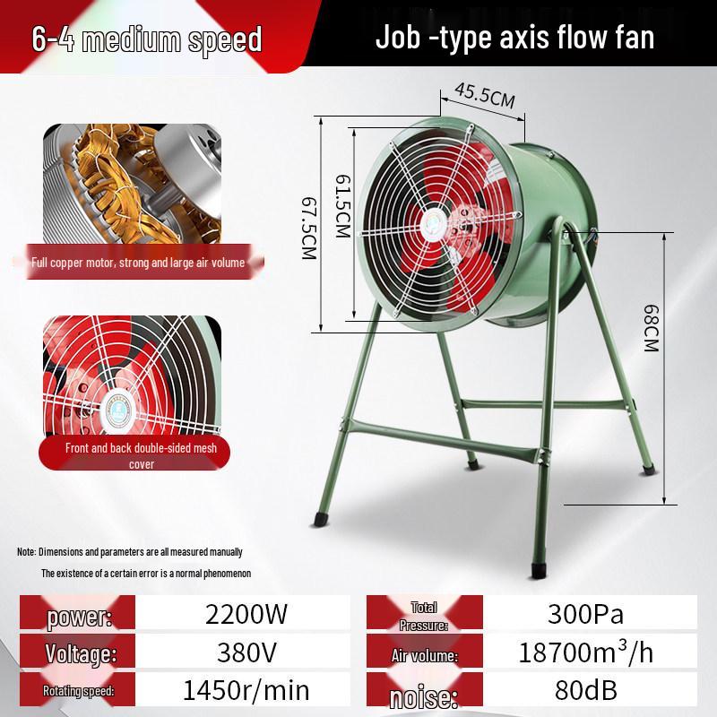 SF Laag Geluidsniveau Vloerstaande Axiale Ventilator, 220V/380V Industriële Ventilatie Afzuiging met Traploze Snelheidsregeling