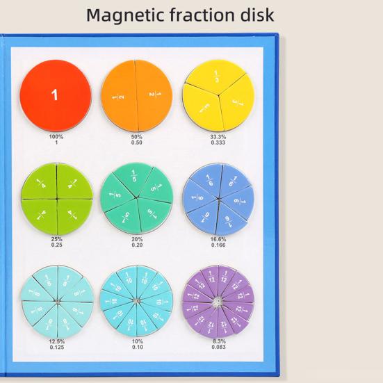 1/2 Sets Magnetic Fraction Demonstration Book Percentage Decimal Fraction Learning Magnetic Tiles Circles Educational Fraction Puzzle Teaching