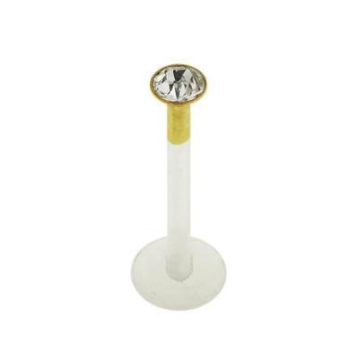2 mm runder CZ-Zirkonia-Steinkopf, BioFlex-Lippen-Labret-Piercing-Juwel | 14-karätiges Gold