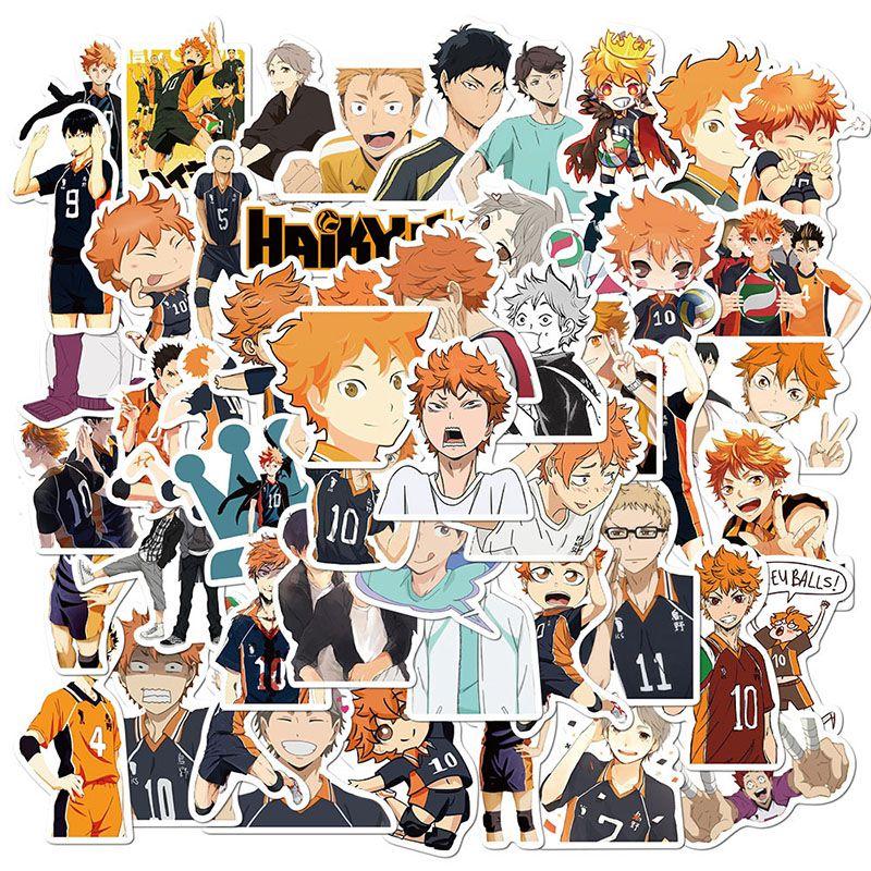 Comic 52pcspack Haikyuu Sticker Luggage Laptop Guitar Waterproof Bike Decals