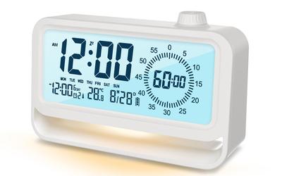 Digital Table Reviday Alarm Clock Timer Rechargeable Alarm 3 Sets with Night Light Brightness Adjustment Automatic Lighting Volume Adjustment