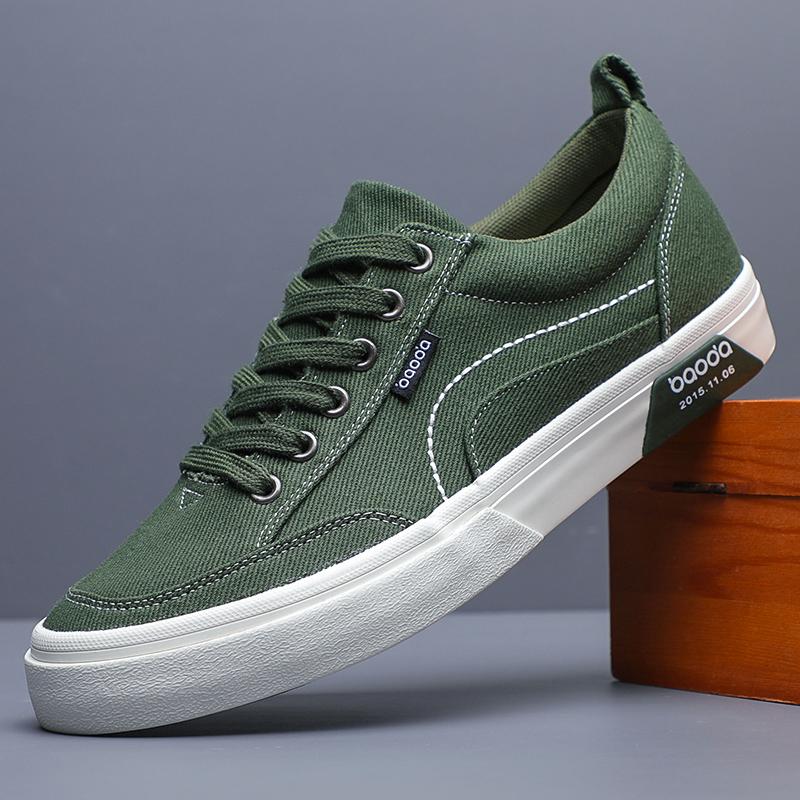 

Модные мужские парусиновые кеды низкие дышащие кроссовки мужская парусиновая обувь на шнуровке оригинальные вулканизированные повседневные туфли BD23100 44 зелёный