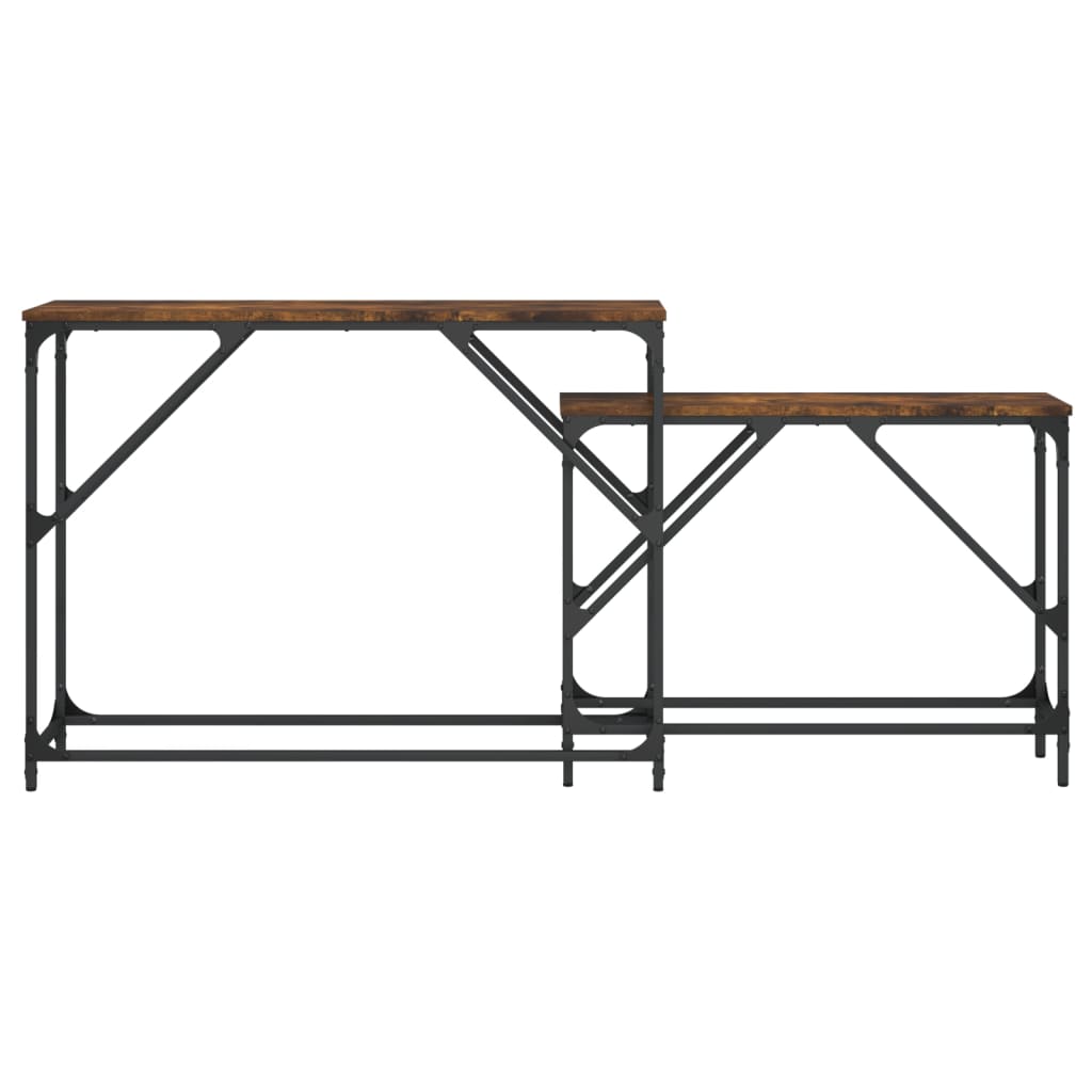 Console Table Set 2 pcs Smoked Oak Wood Based Material