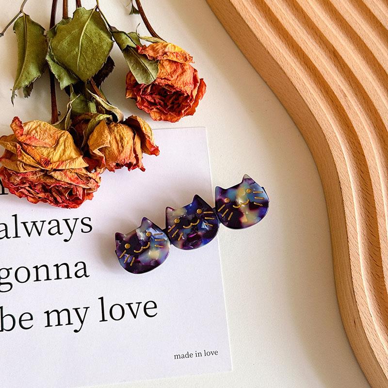 New 6.3cm Three Little Kittens Acetic Acid  Bangs Clip Exquisite Fashion Animal Duckbill Clip Hair Accessories