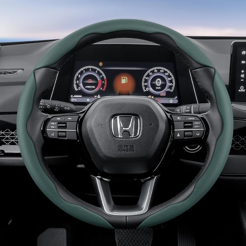 PLXI9 Suitable for Honda's Breathable Holes Leather Steering Wheel Cover Segmented Quick Release Design Non-Slip and Durable Civic Fit 8TAccord 9 10 